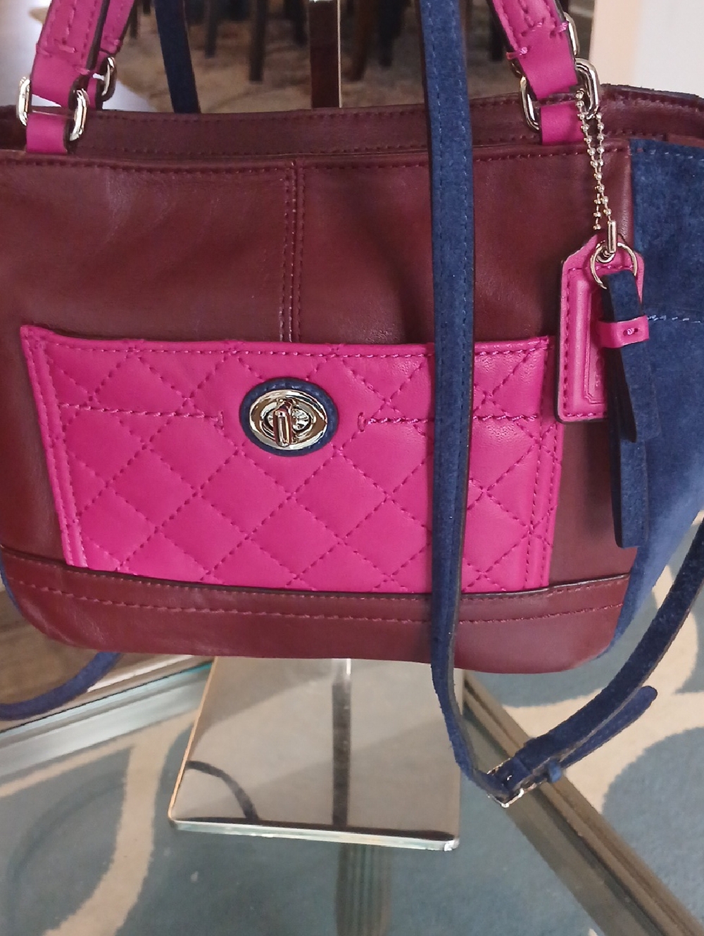 Coach Park Colorblock Leather And Suede Crossbody Satchel - Picture 3 of 9